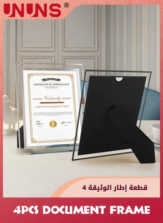 إطارات صور 29.7x21 سم، عبوة 4 إطارات فضية زجاجية لشهادات المستندات والدبلومات، فقط للعرض على الطاولة عمودياً أو أفقياً - view 3