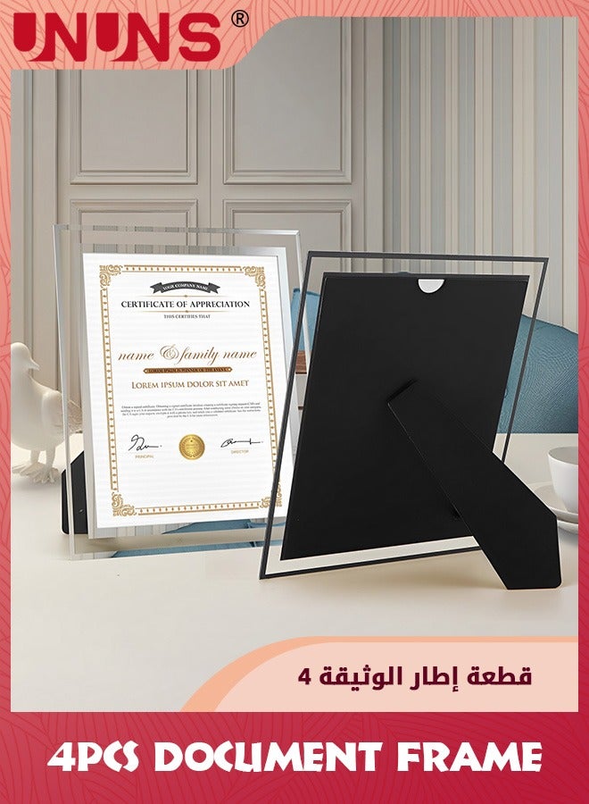 UNUNS 29.7x21cm Picture Frames,4 Pack A4 Silver Glass Certificate Frames For Document Diploma Award,Only For Tabletop Display Vertically Or Horizontally - Image 3