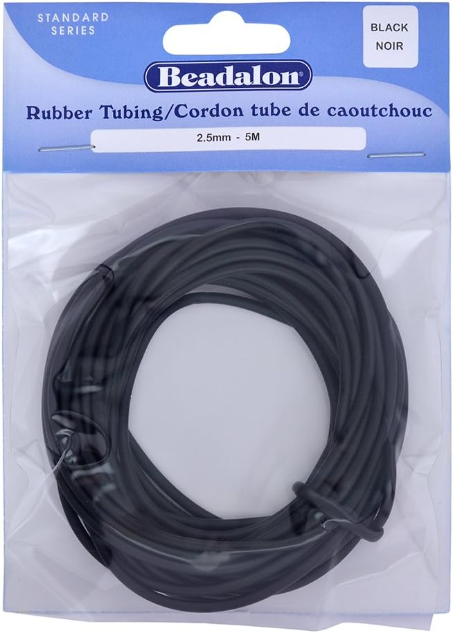 Beadalon Rubber Tubing 25mm Black 5Meter