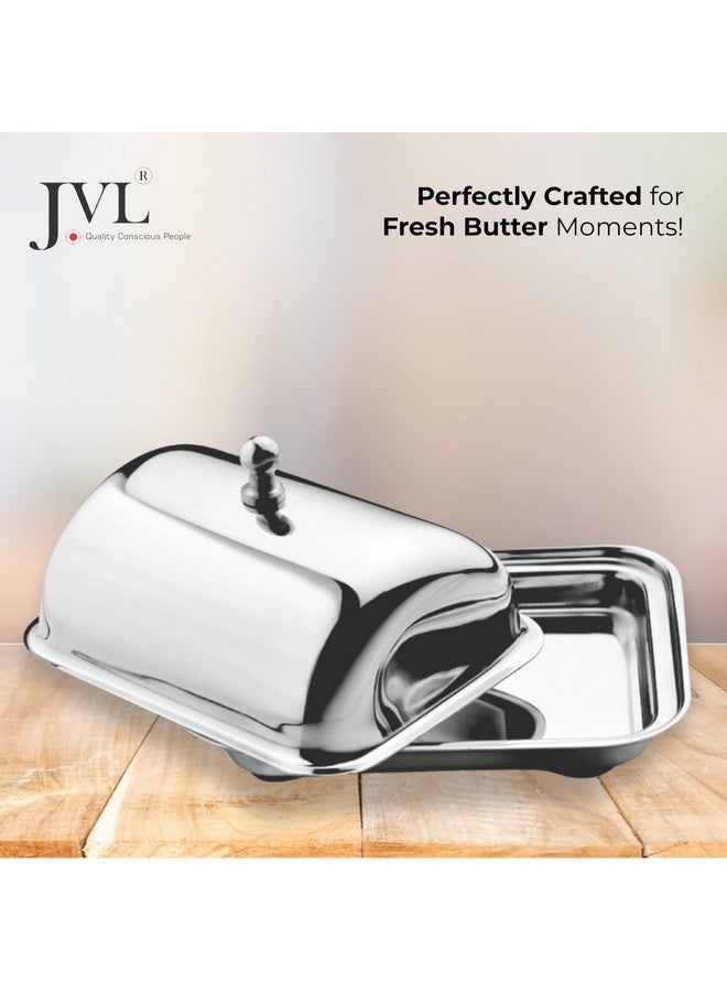JVL Stainless Steel Butter Container Dish Storage Box Organizer with Lid (250 Gram) - Image 5