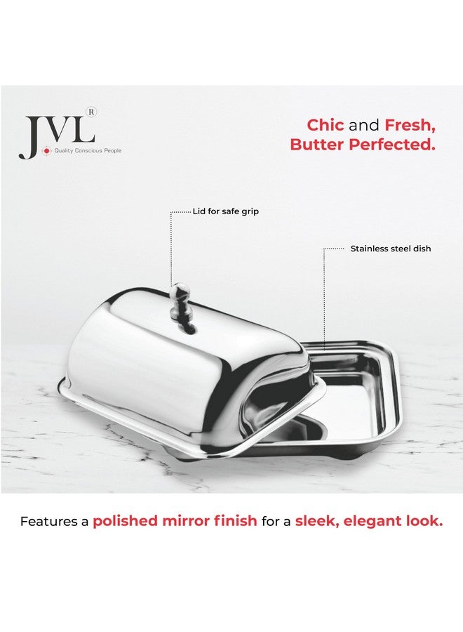JVL Stainless Steel Butter Container Dish Storage Box Organizer with Lid (250 Gram) - Image 2