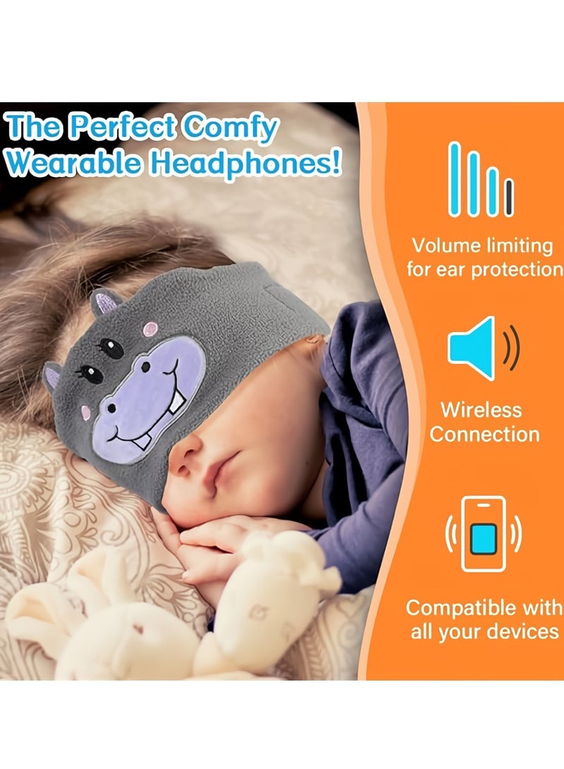 AROAQ Kids Headphones Headband, Wireless Over The Ear Headband Earphones, Portable Elastic Soft Fleece Music Headband, Comfortable Sleeping Headphones For Children Baby And Toddlers, (1pc, Green) - Image 4