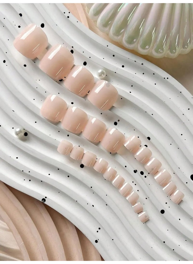 اظافر قدم تركيب مزيفه بتصميم مربع  24  ظفر مع صمغ ومبرد - Image 2