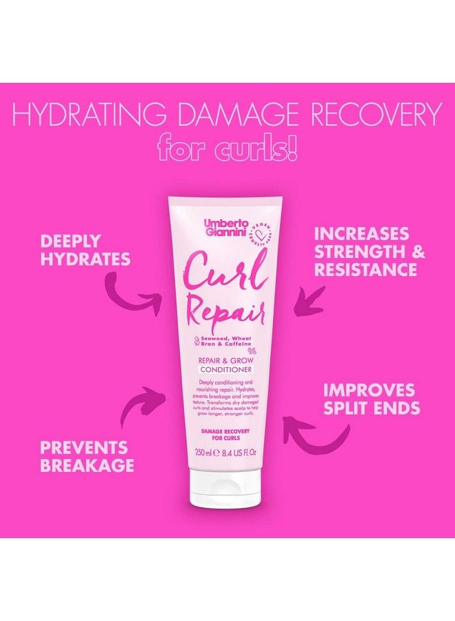 Umberto Giannini Curl Repair Conditioner Vegan & Cruelty Free Repair & Growth Formula With Seaweed Wheat Bran & Caffeine 250 Ml - Image 5