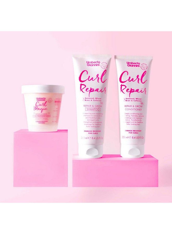 Umberto Giannini Curl Repair Conditioner Vegan & Cruelty Free Repair & Growth Formula With Seaweed Wheat Bran & Caffeine 250 Ml - Image 4