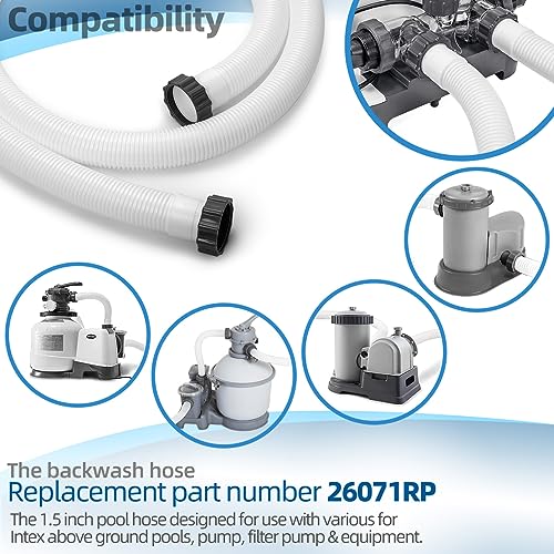 Sconva 1.5" Pool Pump Hose for Intex 1500 to 2500 GPH Filter Pumps, Sand Filters & Saltwater Systems, 26071RP 1.5 Inch Above Ground Pool Hose Part # 26001-9.8Ft Long - Image 3