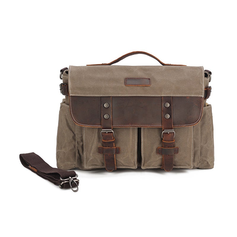 Men'S Canvas Shoulder Bag New Men'S Crossbody Bag Contrasting Color Casual Bag Multi-Functional Men'S Crossbody Bag - Image 4