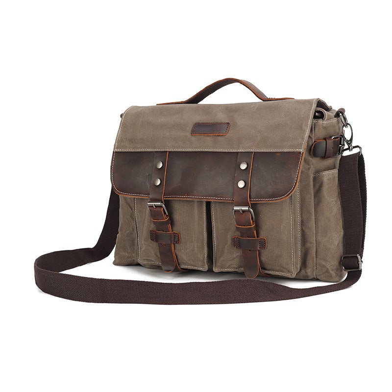 Men'S Canvas Shoulder Bag New Men'S Crossbody Bag Contrasting Color Casual Bag Multi-Functional Men'S Crossbody Bag - Image 5