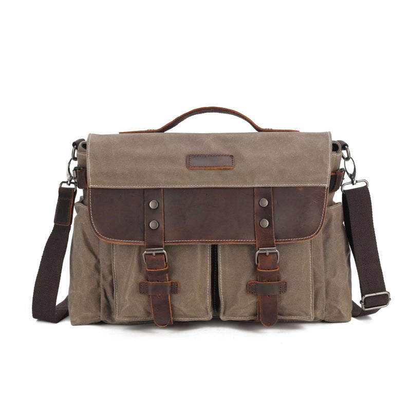 Men'S Canvas Shoulder Bag New Men'S Crossbody Bag Contrasting Color Casual Bag Multi-Functional Men'S Crossbody Bag - Image 1