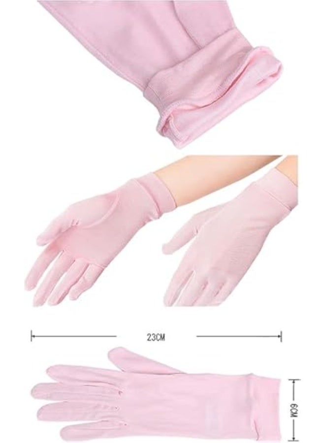 Mulberry Silk Knit Breathable Five-finger Gloves, Mulberry Silk Gloves for Sleeping Women Summer Sunscreen UV Protection Thin Lightweight Pure Silk Overnight Glove - Image 2