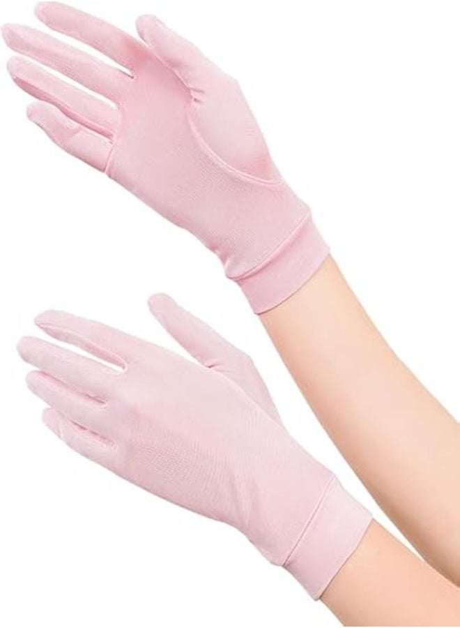Mulberry Silk Knit Breathable Five-finger Gloves, Mulberry Silk Gloves for Sleeping Women Summer Sunscreen UV Protection Thin Lightweight Pure Silk Overnight Glove - Image 3