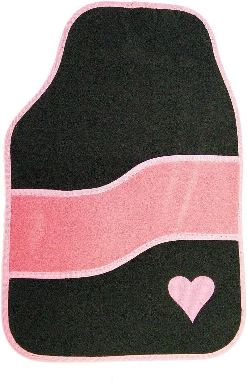 MSA Pink Car Mat Set Heart Carpet Universal Fit 4 Piece Anti Slip Back - Image 4