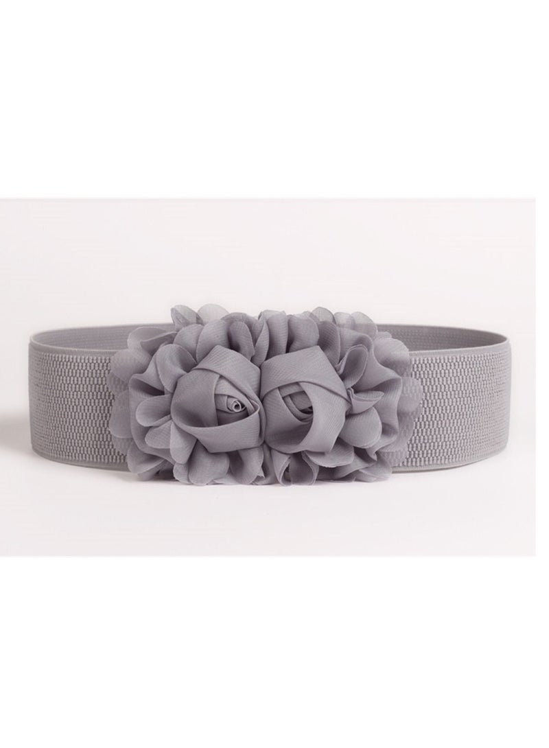 Loquat Decorative Female Simple All Kinds Of Elastic Belt rose Elastic Waist Seal 60g Grey 