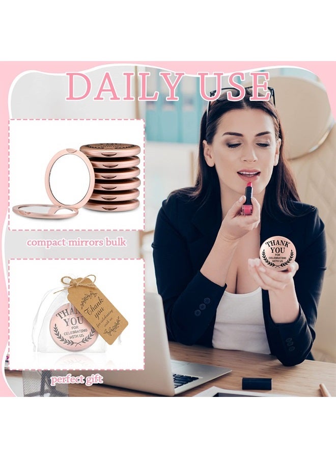 Tatuo 24 Set Wedding Party Favors Compact Mirrors Bulk for Guest Thank You Celebrating with Us Gift Sets Pocket Makeup Mirrors Bulk for Purses for Bachelorette Bridal Party Souvenir Gift (Rose Gold)
