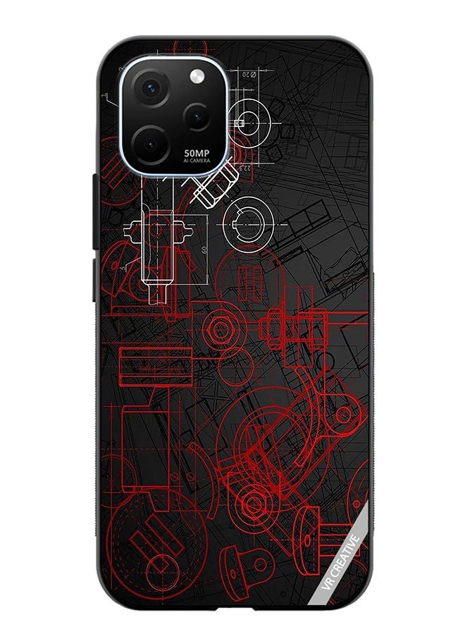 VR CREATIVE Protective Case Cover For Huawei Enjoy 50z Industrial Abstract Design Multicolour - Image 1