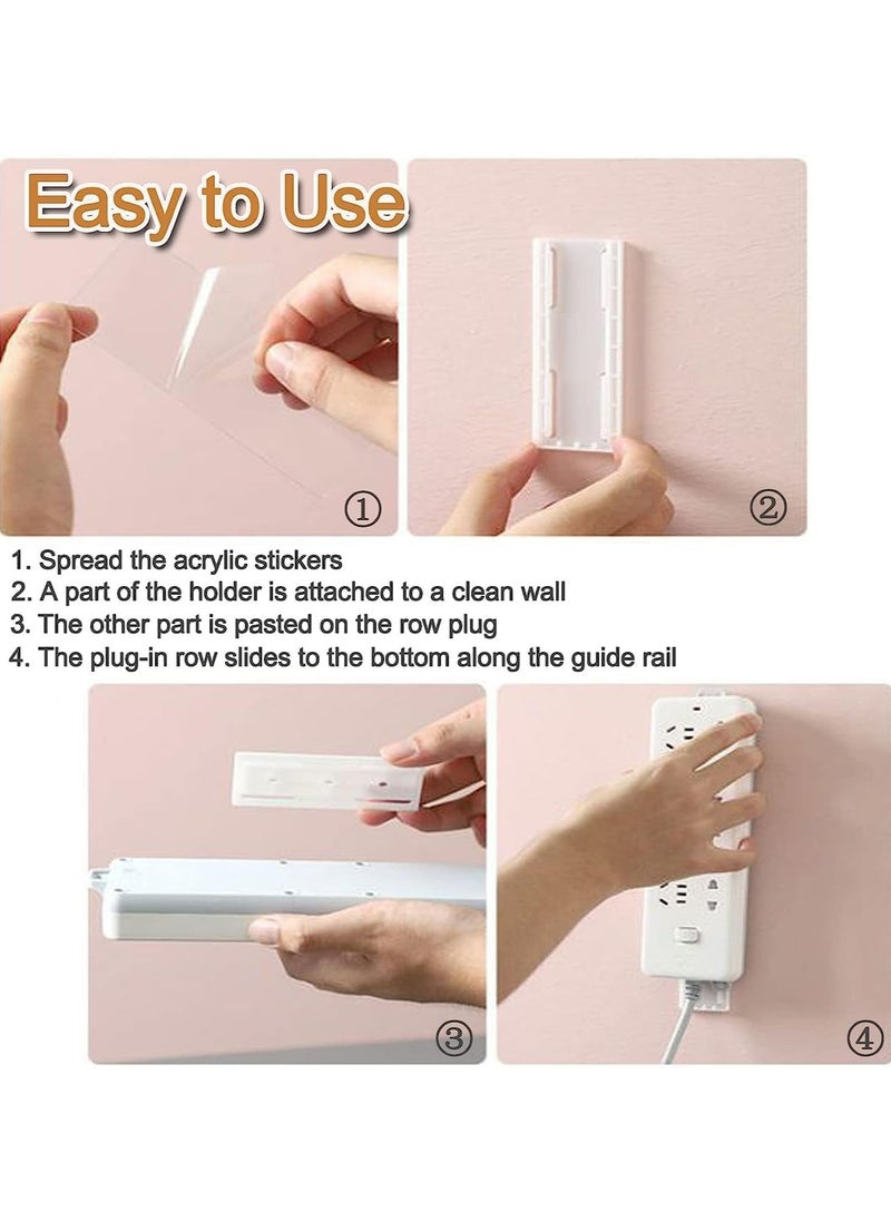 Oasisgalore 8 Pcs Punch-Free Power Strip Holder, Self-Adhesive Wall Mount with Cable Clips  - Image 4