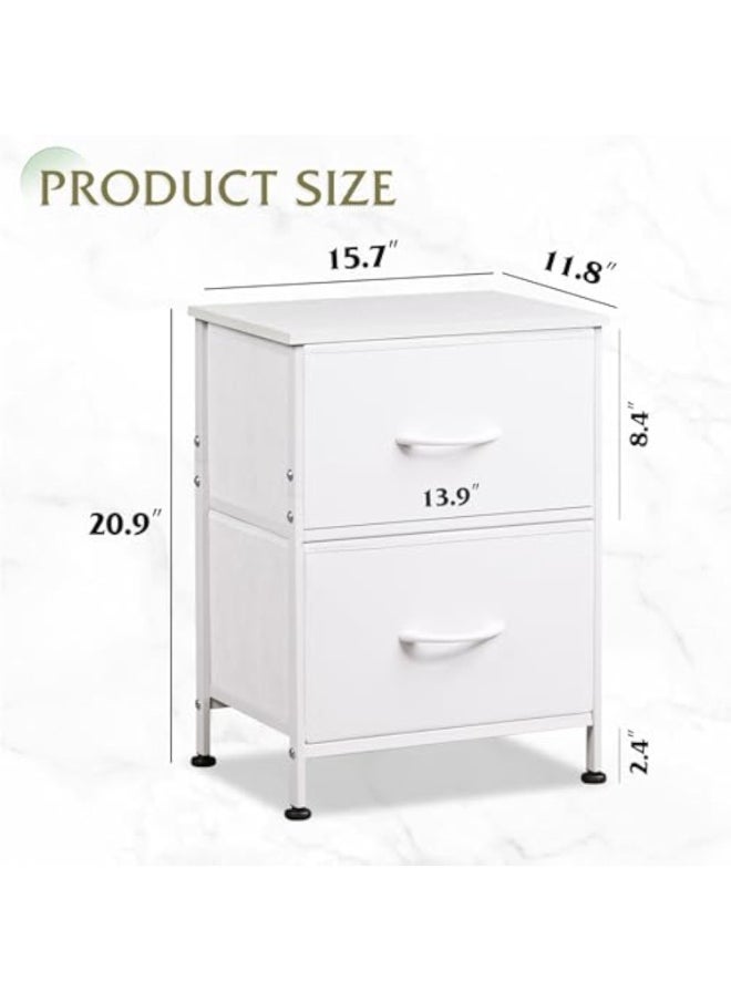 Apexll 2-Drawer Nightstand with Fabric Storage, Small Bedside Table with Wooden Top & Steel Frame, Modern End Table for Bedroom, Dorm, Living Room, Nursery – Easy Assembly  - Image 3