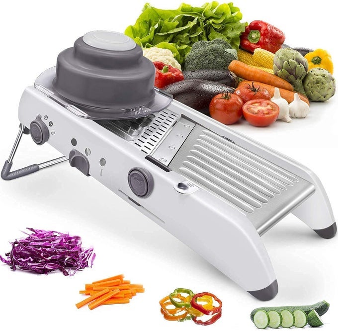STAINLESS STEEL VEGETABLE SLICER CUTTER GRATER CHOPPER AND DICER SHARP 18 IN 1 FIRM GRIP MULTIPURPOSE MANDOLINE KITCHEN CHOPPER FOR VEGETABLES AND FRUITS WITH DOUBLE ADJUSTABLE BLADES