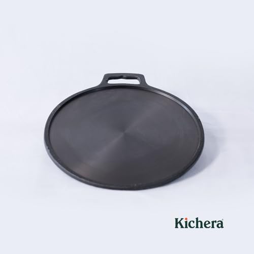 Kichera Pre Seasoned Single Handle Cast Iron DosaTawa | Roti Pan 11 Inch | Non-Stick Cookware for Perfect Dosa & Roti 28cm Diameter, 2.1kg | Induction Friendly | Pure & Toxin-Free - Image 2