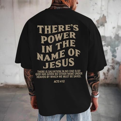 Lubpow Christian Shirts for Men Jesus Saves Shirt Religious Faith Tshirt Inspirational Bible Verse Graphic Tee Tops(Black,M) - Image 5