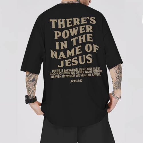 Lubpow Christian Shirts for Men Jesus Saves Shirt Religious Faith Tshirt Inspirational Bible Verse Graphic Tee Tops(Black,M) - Image 4