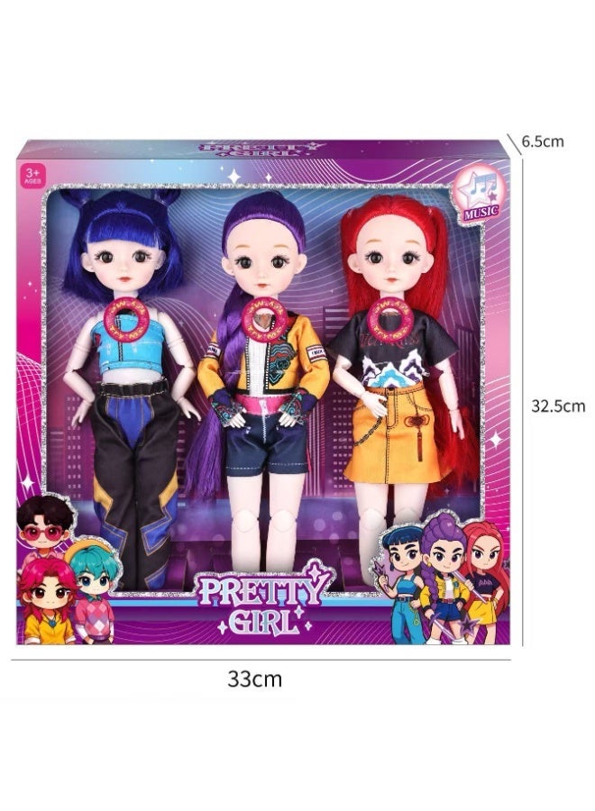 general 3D eye music theme song KPop Demon Hunters 12-inch real 15-joint doll toy gift for family and friends - Image 1