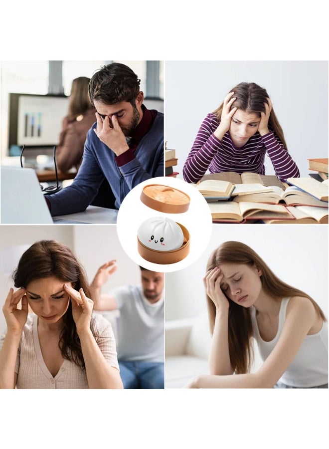 جيو كرات باو ناعمة ولطيفة على شكل زلابية مطهوة على البخار مع صندوق بخار، عجينة ناعمة وممتعة لتخفيف التوتر والقلق، كرات ضغط غير صالحة للأكل على شكل زلابية، هدية عيد ميلاد للكبار، زينة مكتب (أبيض) - Image 5