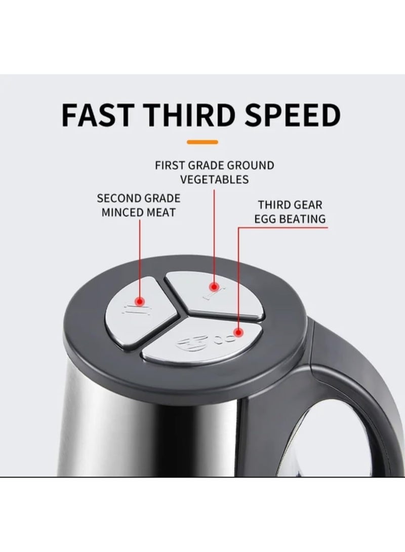 Electric Food Chopper 3-Litre with 600W Power – Stainless Steel Bowl, Quad Blades, 2 Speed Settings – Ideal for Meat, Vegetables, and Onions. - Image 4