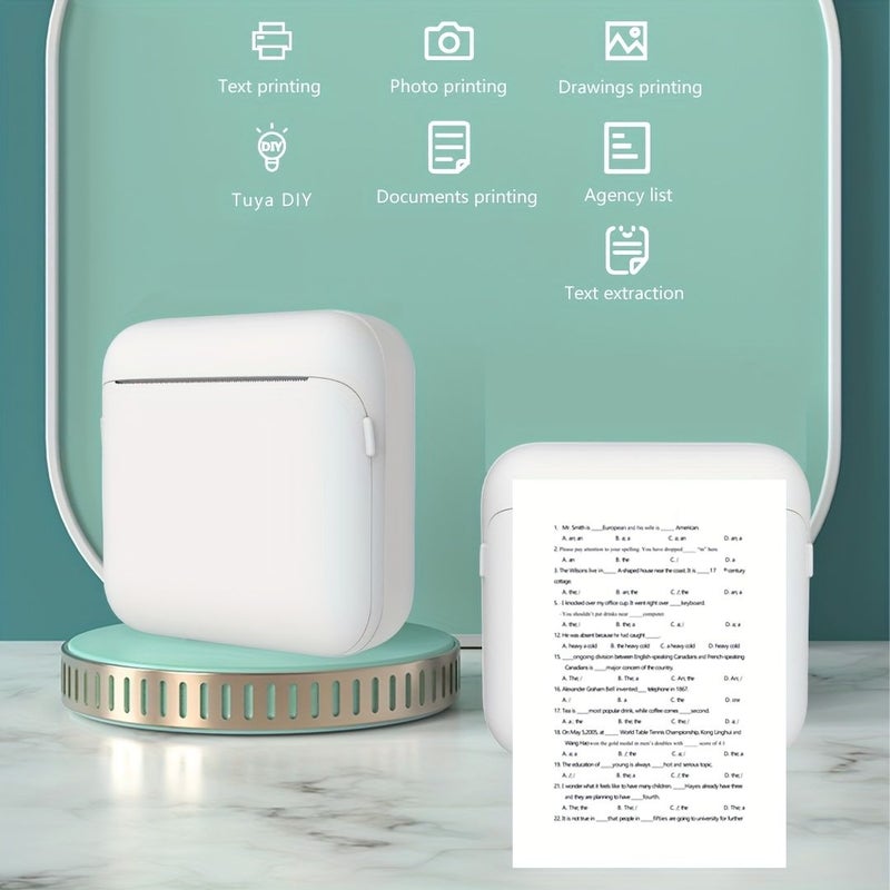 White Wireless Thermal Printer With 14 Rolls Paper Set - Image 3