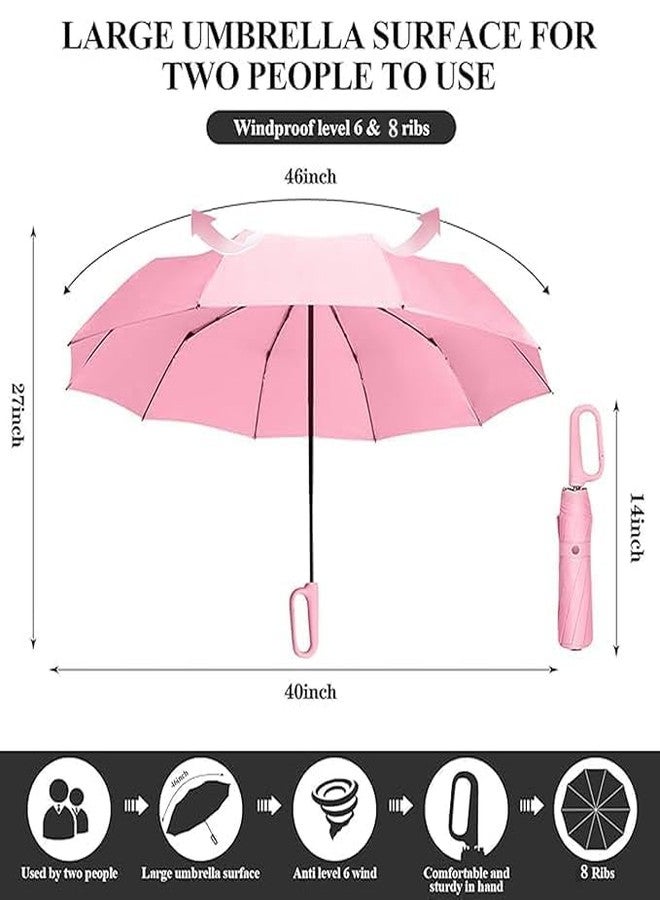 Pamidhar Compact Travel Umbrella with Ergonomic Novelty Carabiner Handle | Windproof & Anti-UV | Small & Lightweight Auto Open/Close Umbrella For Men & Women (Pink) - Image 5