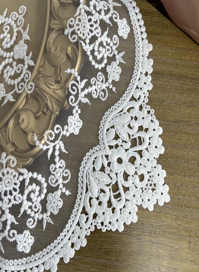 VIRFONOR 2PACK Retro French Style Lace Placemats Fashionable Floret Embroidered Lace Doilies vase mat 15”x12”,White - Image 4