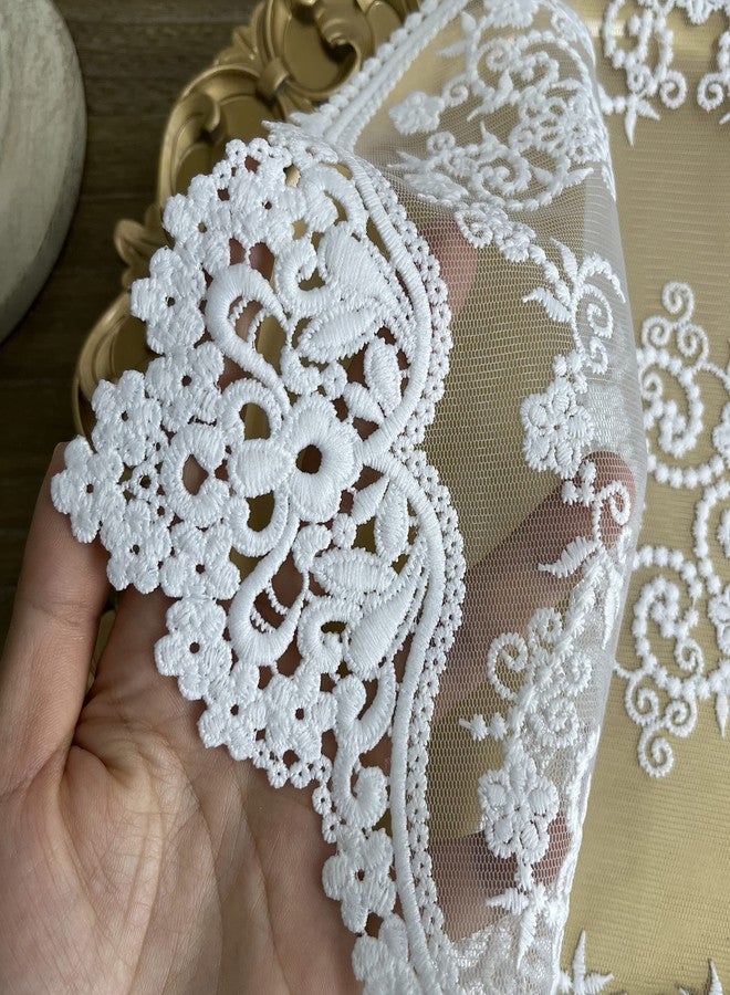 VIRFONOR 2PACK Retro French Style Lace Placemats Fashionable Floret Embroidered Lace Doilies vase mat 15”x12”,White - Image 5