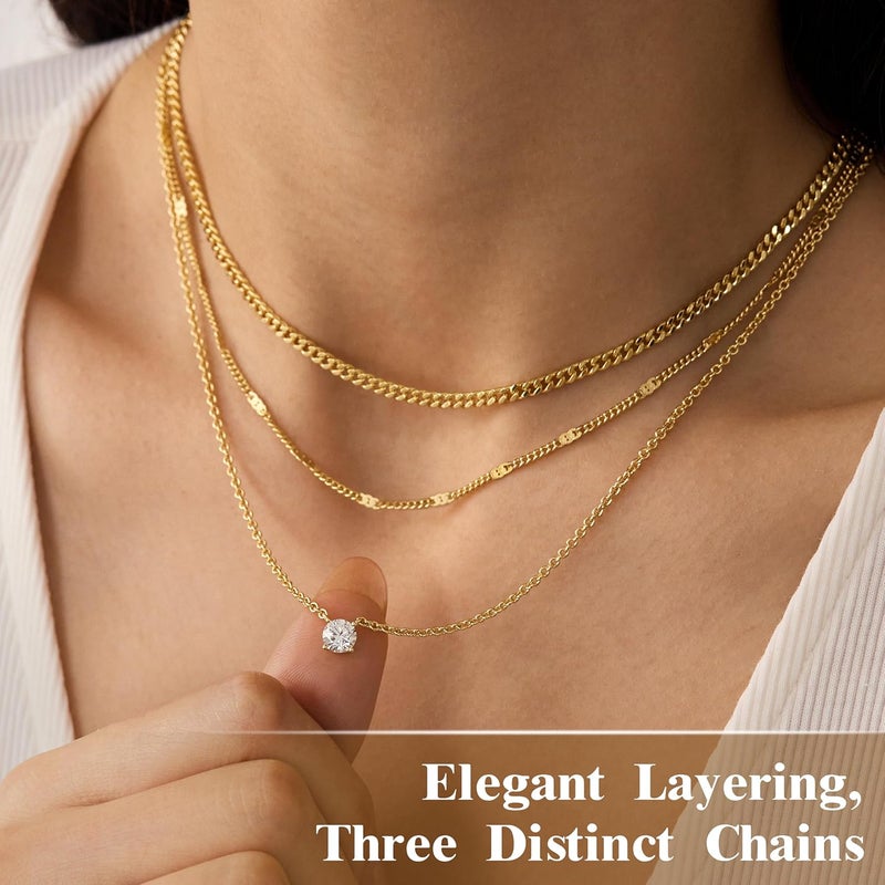 WomenGifts Layered Gold Necklace Set with Cubic Zirconia Pendant - Image 3