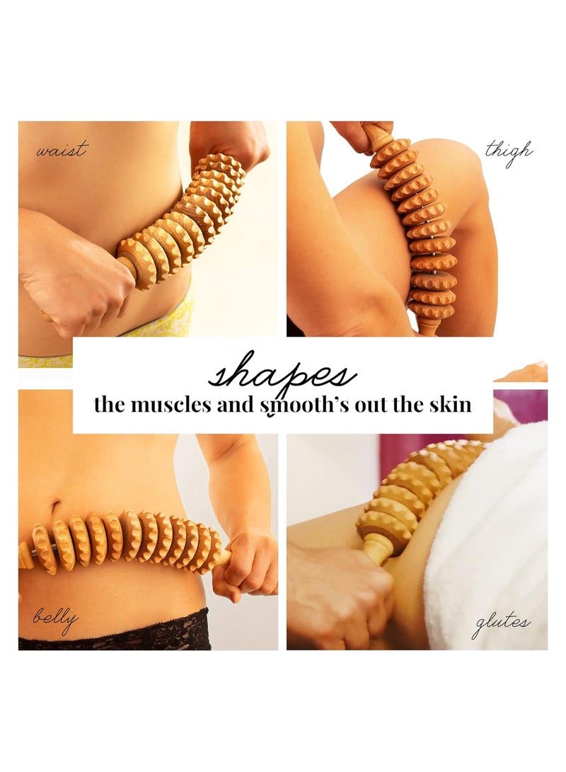 Loquat Curved Wooden Massage Roller for Waist and Thighs Multifunctional Body Roller to Reduce Cellulite and Muscle Tension, Natural Massager for Men and Women - Image 5