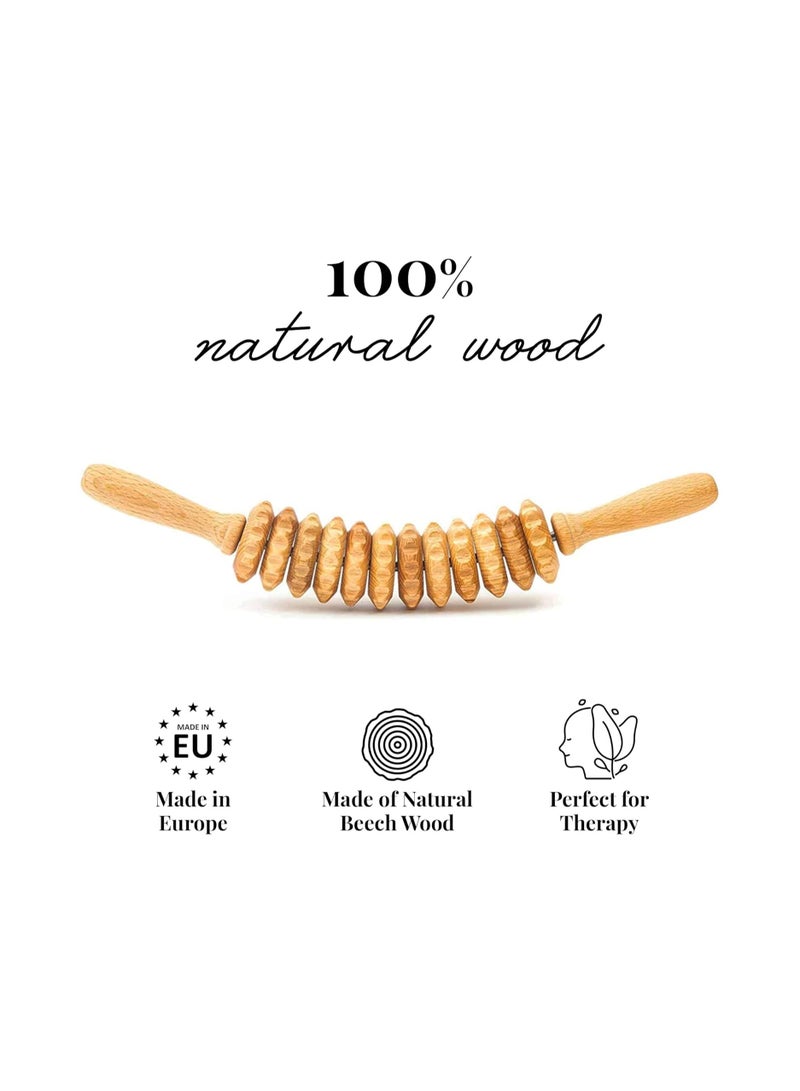 Loquat Curved Wooden Massage Roller for Waist and Thighs Multifunctional Body Roller to Reduce Cellulite and Muscle Tension, Natural Massager for Men and Women - Image 4