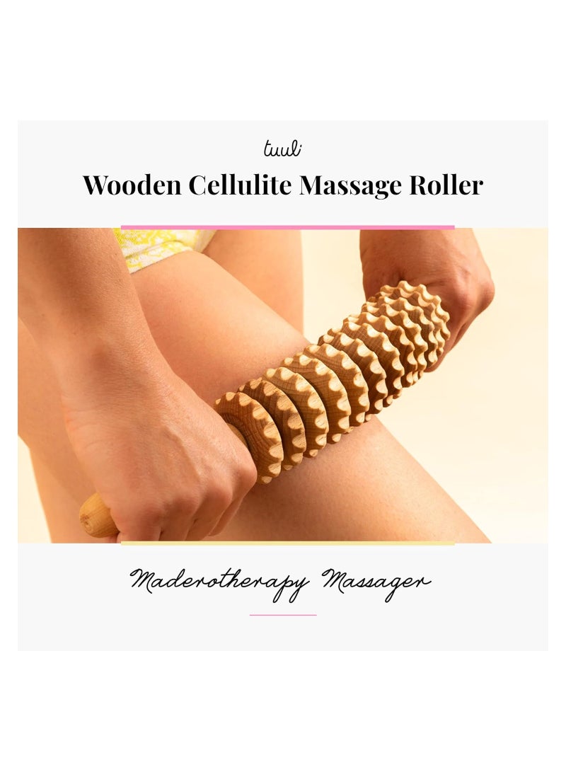 Loquat Curved Wooden Massage Roller for Waist and Thighs Multifunctional Body Roller to Reduce Cellulite and Muscle Tension, Natural Massager for Men and Women - Image 3