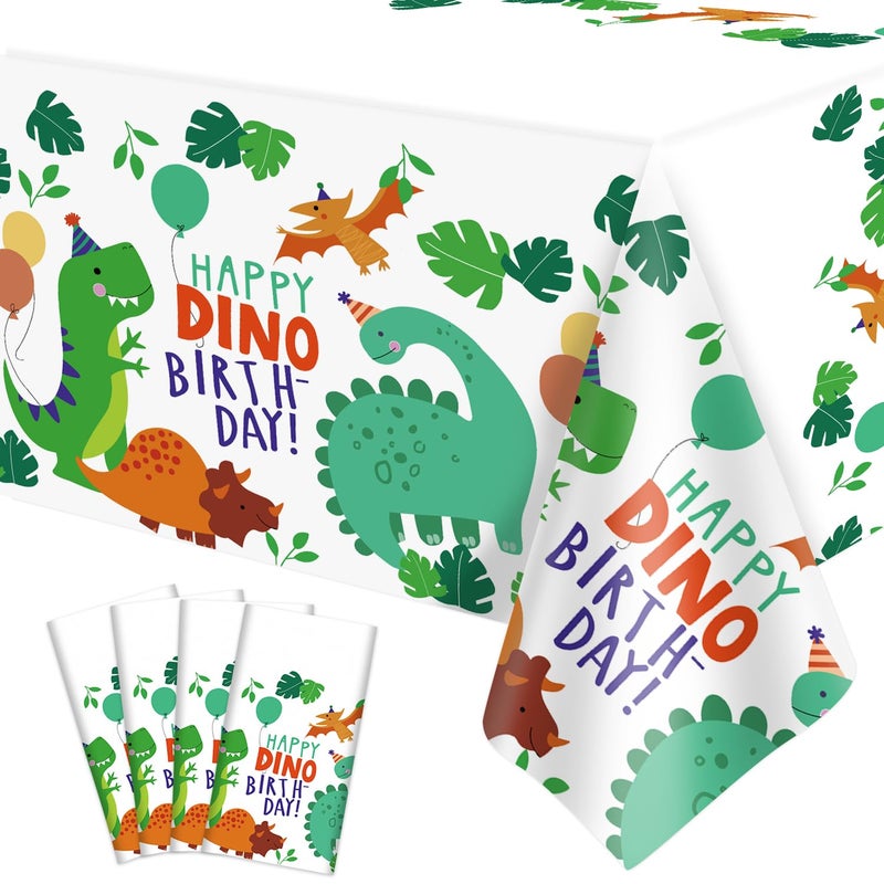 Inspireyee 4 Pack Dinosaur Tablecloth Dinosaur Party Decorations Dinosaur Party Supplies 86 x 51 inches Dinosaur Theme Table Cover Dinosaur Rectangle Plastic Table cloth dinosaur table cloths for birthday party - Image 1