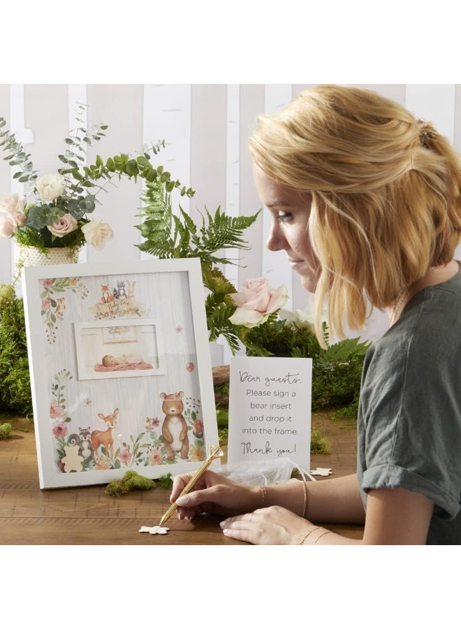 Kate Aspen Pink Woodland Baby Shower Decorations Guest Book Alternative with Wooden Teddy Bear Inserts - Image 1