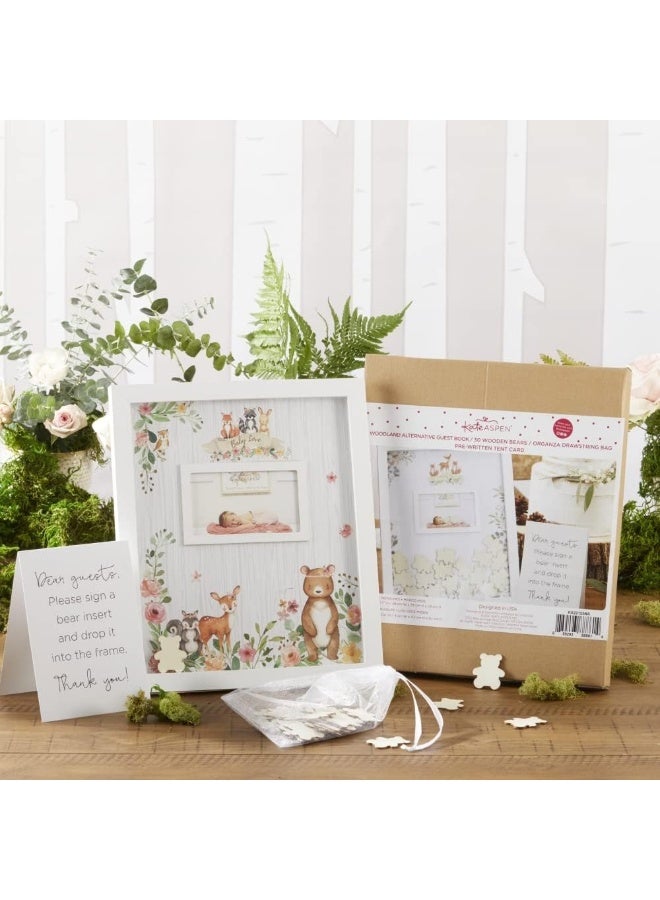 Kate Aspen Pink Woodland Baby Shower Decorations Guest Book Alternative with Wooden Teddy Bear Inserts - Image 2