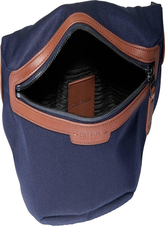 كول هان حقيبة كروسبودي رجالية من كول هان، طراز جودسون، مصنوعة من قماش التويل المصقول، لون أزرق داكن/بني بريطاني جديد - Image 4