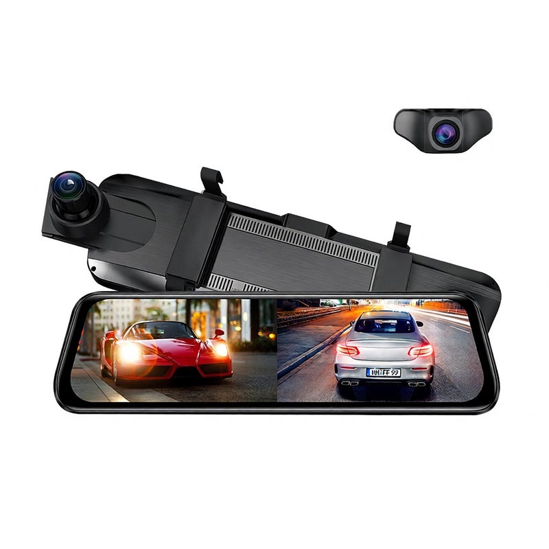 AZDOME AR09 Car Recorder WiFi 9.66‘’ HD 2160P Dual Lens 150 Degree Wide Angle/Night Vision/G Sensor/Loop Recording/Streaming Full Screen Touch Smart Car DVR Support Car and Truck Mirror - Image 2
