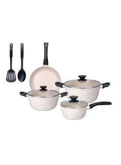BLACKSTONE NonStick 9 Pcs Cookware Set BL090 Fry Pan Saucepan with Glass Lid 2 Cooking Pot with Glass Lid 2 Plastic Spoon Set  - Image 2