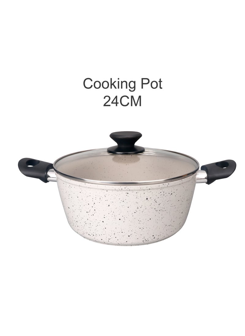 BLACKSTONE - NonStick 9 Pcs Cookware Set BL090 Fry Pan Saucepan with Glass Lid 2 Cooking Pot with Glass Lid 2 Plastic Spoon Set - Image 1