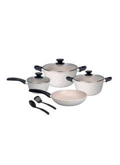BLACKSTONE NonStick 9 Pcs Cookware Set BL090 Fry Pan Saucepan with Glass Lid 2 Cooking Pot with Glass Lid 2 Plastic Spoon Set  - Image 1