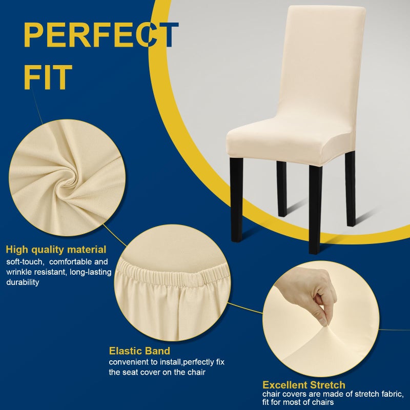 Fafua Chair Covers, Stretch Kitchen Dining Room Chair Covers Set of 6, Removable Washable Dining Chair Slipcovers for Home, Hotel, Banquet - Image 4