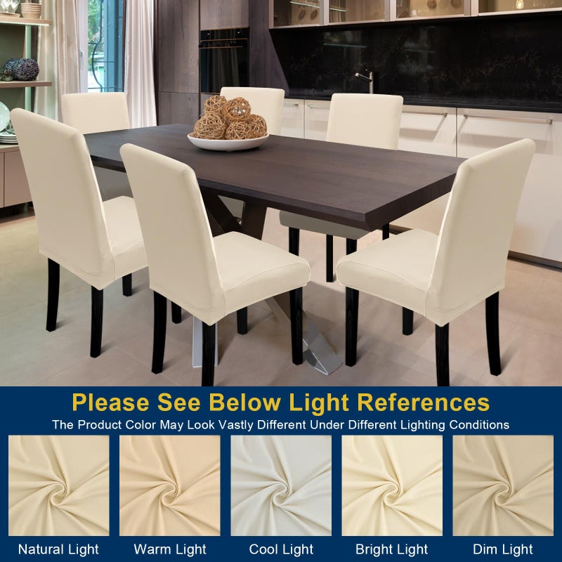 Fafua Chair Covers, Stretch Kitchen Dining Room Chair Covers Set of 6, Removable Washable Dining Chair Slipcovers for Home, Hotel, Banquet - Image 2