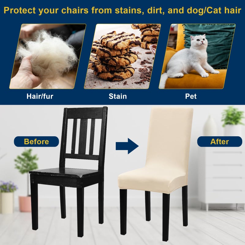 Fafua Chair Covers, Stretch Kitchen Dining Room Chair Covers Set of 6, Removable Washable Dining Chair Slipcovers for Home, Hotel, Banquet - Image 3