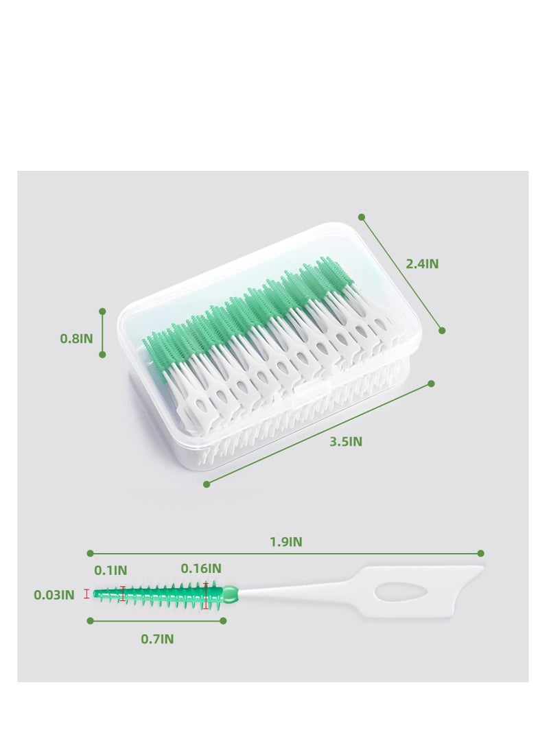 Generic Dual-Use Interdental Brushes, 160 Pcs Dual-Use Silicone Dental Picks, with Storage Case, Dental Tooth Flossing (Green)  - Image 4