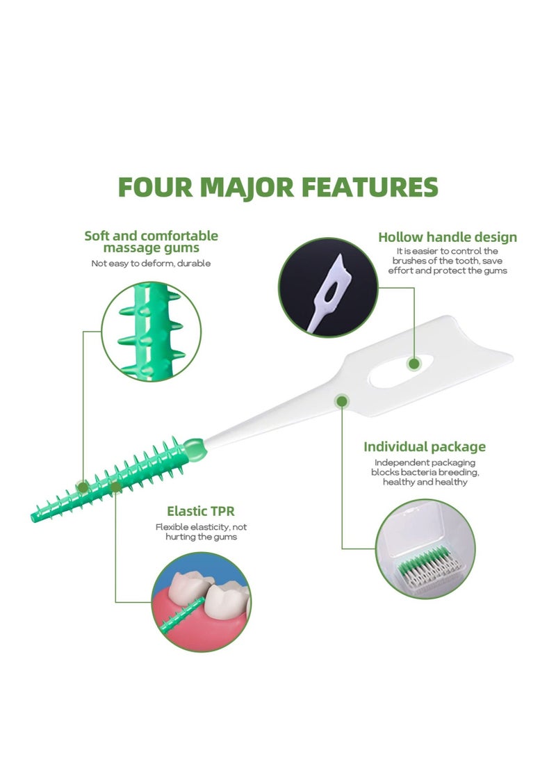 Generic Dual-Use Interdental Brushes, 160 Pcs Dual-Use Silicone Dental Picks, with Storage Case, Dental Tooth Flossing (Green)  - Image 5