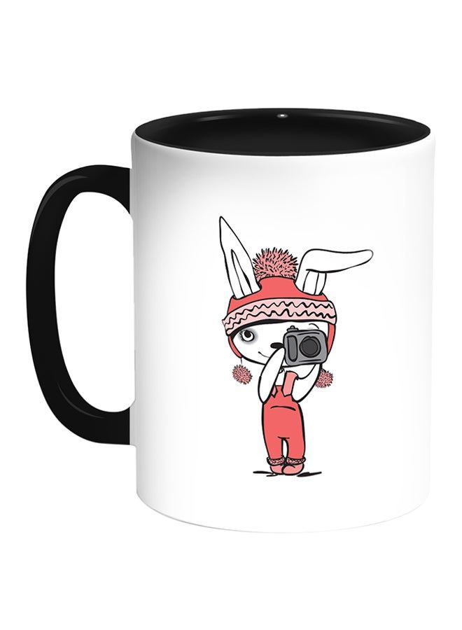 RKN Cartoon Drawings - Rabbits Printed Coffee Mug White/Black 11ounce - Image 2